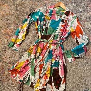 Colorful Vivante Lightweight 100% Cotton Robe - S/M - Maximalist Abstract Design